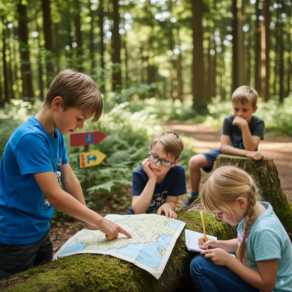 Blog-Beitrag: Treasure Hunt for Kids’ Birthdays: How Scavenger Hunts Boost Development & Learning - Kids’ birthday treasure hunt ideas like solving ri...